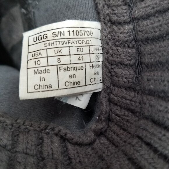UGG Classic Wool Blend Gray Knit Suede Boots Sz 10 Spell Out 1105709 7" Shaft - Picture 11 of 12